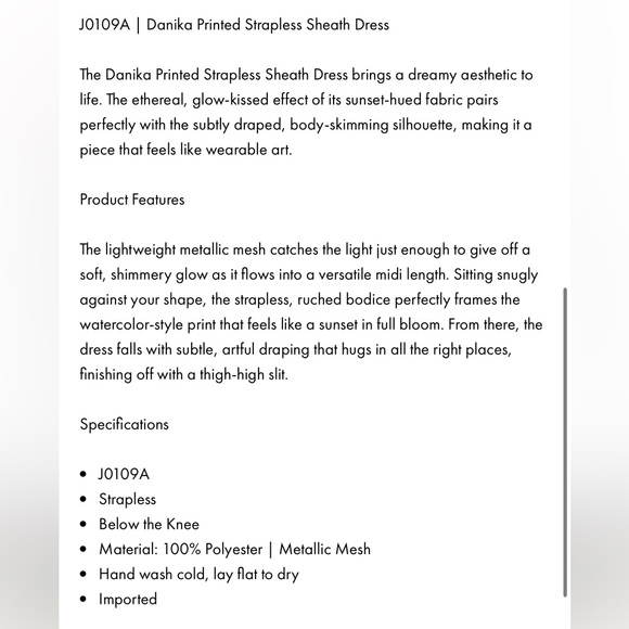 NWT Jewel Badgley Mischka Danika Printed Strapless Sheath Dress - Picture 3 of 7